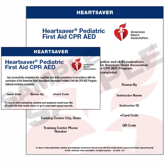Pediatric CPR AED Training Card